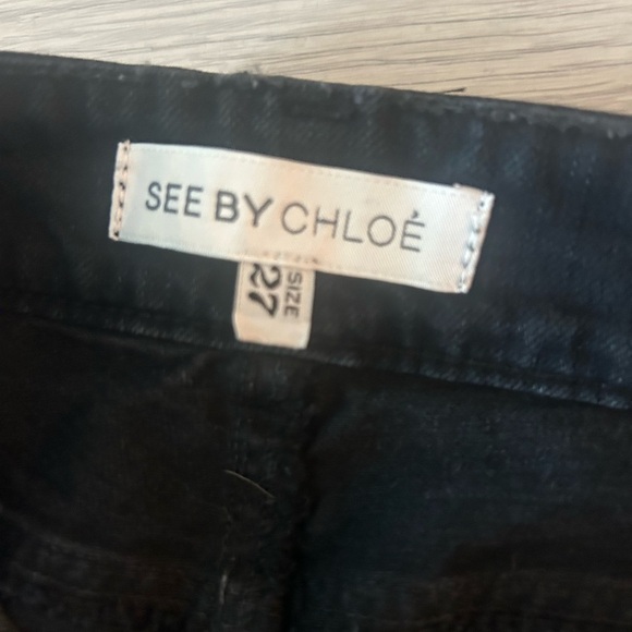 See by Chloe Black Logo Slim Fit Jeans Size 27 - Picture 2 of 5